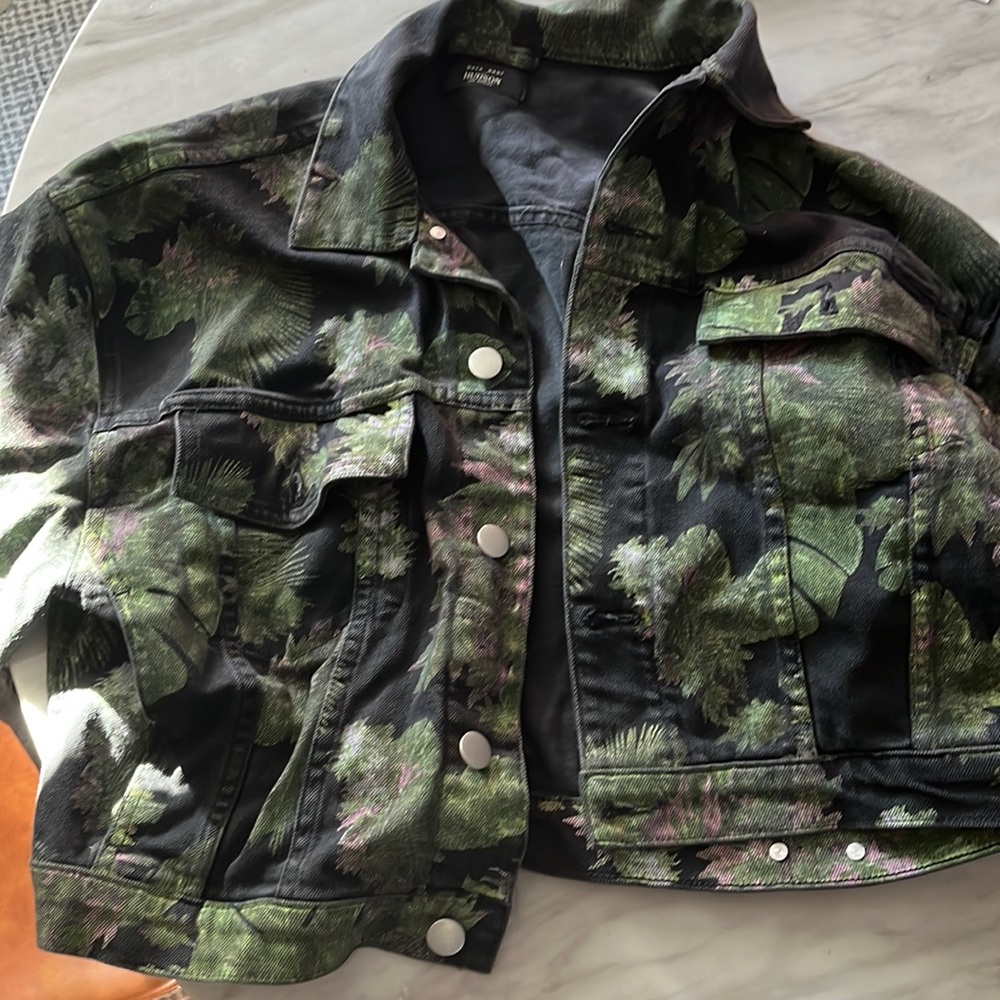 Hudson Jeans x Baja East printed cropped denim jacket - size small